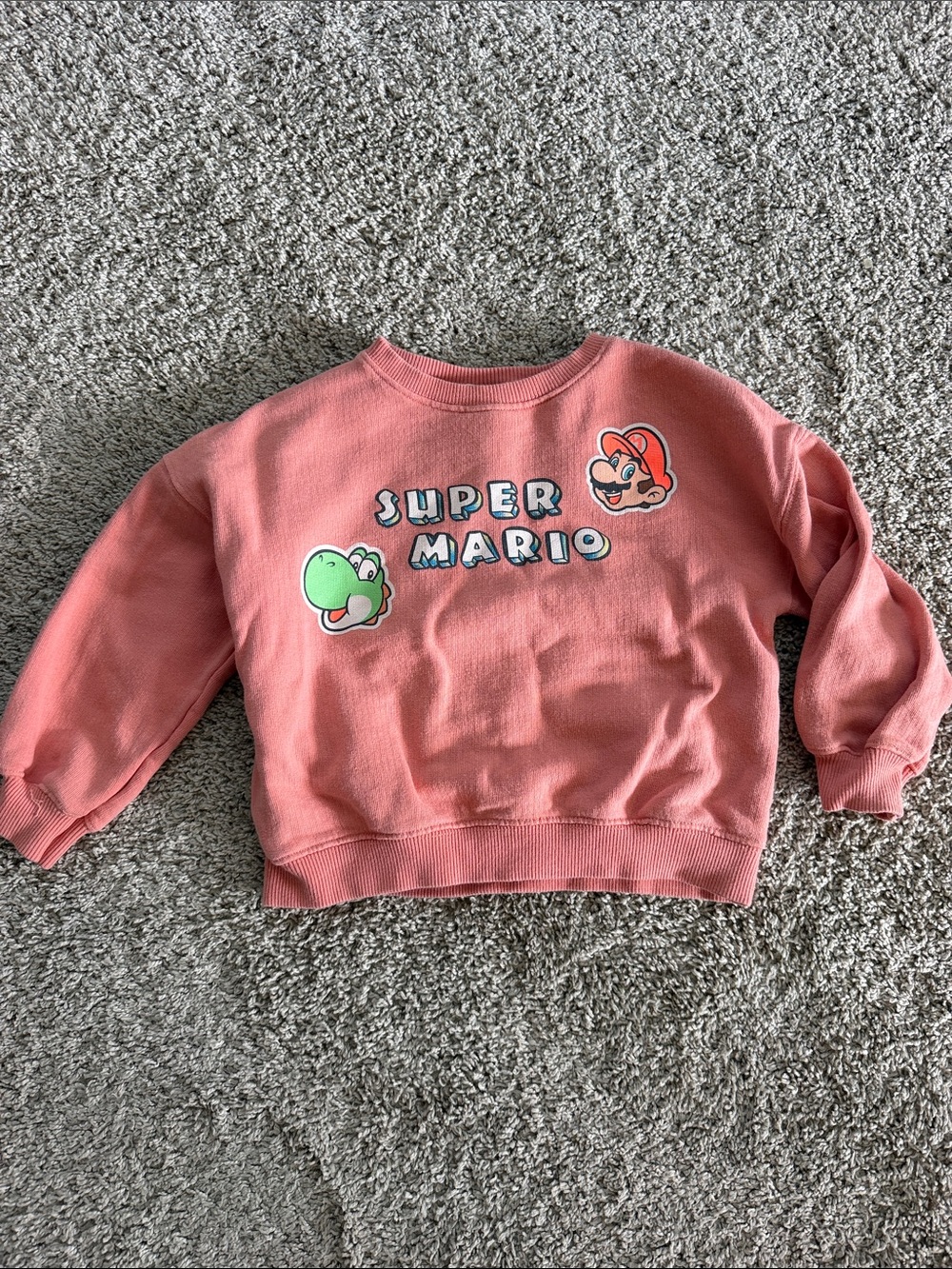 Zara Coral Pink Super Mario Sweatshirt with Mario & Yoshi